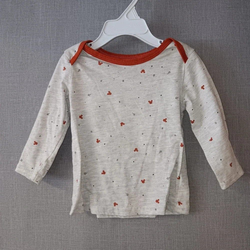 Disney Baby Mickey Mouse Overall Set Corduroy Long Sleeve Shirt 12M Snap‎ Legs